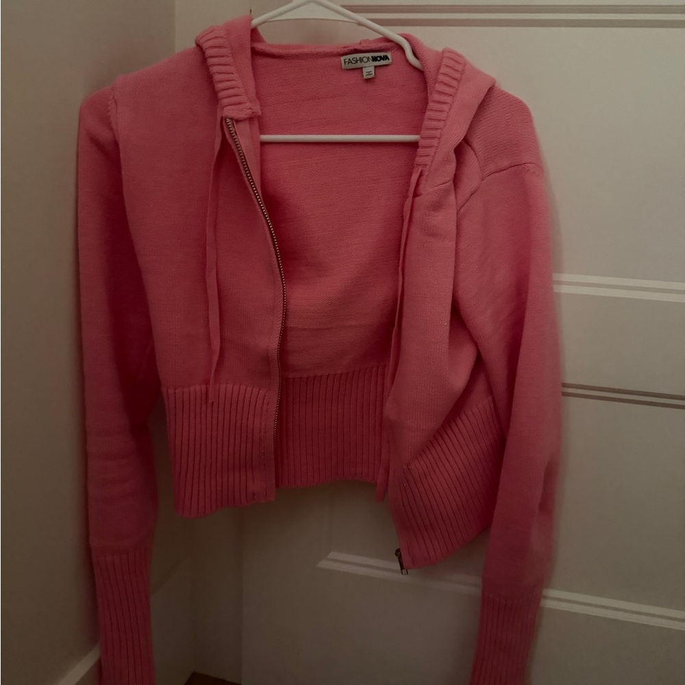 Fashion Nova Pink Hooded Cardigan - Picture 4 of 4